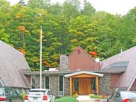 Trees changing color behind the Birch Ridge Inn
