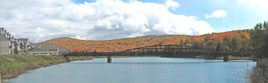Color highlights the walkway from the Killington Grand Hotel to Snowshed.