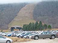 Full K1 parking lot.  Skiers and riders just want to be on the snow!