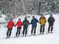 Rogues on display.  From left...Ray, Mary, Howie, Mike, Chad, and Dale on Skylark at Killington.