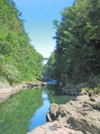 Quechee Gorge looking back towards the Quechee Gorge bridge.