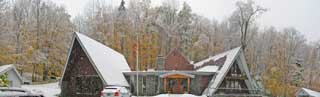Birch Ridge Inn covered with first snow of the season.