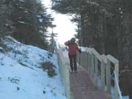 Mary hiking back to the K1 Gondola on the Stairway to Heaven