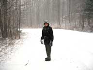 Mary walking in the snow