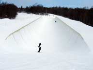 Ruts and Gary exiting the Super Pipe at Bear Mountain
