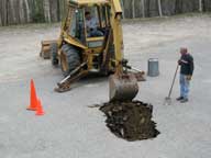 Sink hole being repaired
