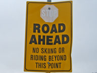 Sign on Lower Great Northern at the entrance to the Vale parking lot.