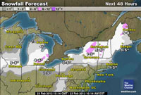 Snow predicted over a wide swath of the North East