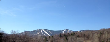 The mountains of Killington, resplendent in bright sunshine.