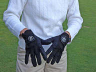 Winter golf gloves make an appearance for the first time of the season.