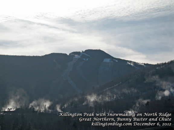 Snowmaking operations at the Killington Resort, December 6, 2012.