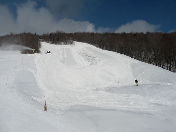 Work progresses to build the Superpipe at Bear Mountain.