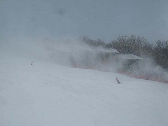 Needles Eye receiving the full snow making treatment