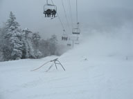 Snow guns making snow on Skyeburst at Killington, February 4, 2013