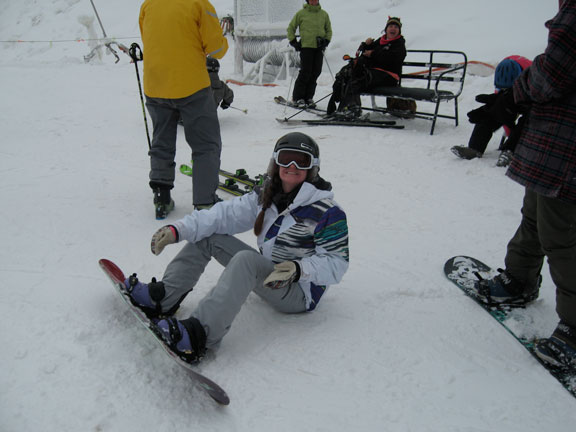 Our assistant, Shelly, buckling in for the first ride of the season.
