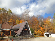 The last leaves of fall clinging to the trees near the Carriageway at the Birch Ridge Inn