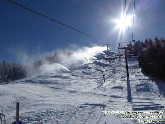 Blue skies, wide groomers, and snow making dominated Killington today.