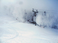 Snow guns building the glacier on Superstar