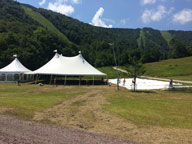 Tents being set up at K1 Base Lodge for this weekends Killington Wine Festival
