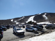 Full parking lot on great Easter Friday ski day at Killington.