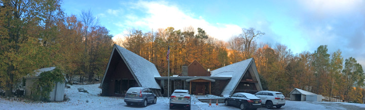 The Birch Ridge Inn;  waning fall colors backed up with a skim coat of snow!  Thursday. October 18, 2018.